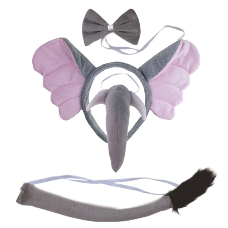 ชุดเครื่องแต่งกายสัตว์ ที่คาดผม หาง และจมูกสำหรับงานเลี้ยงวันเกิดสำหรับเด็ก