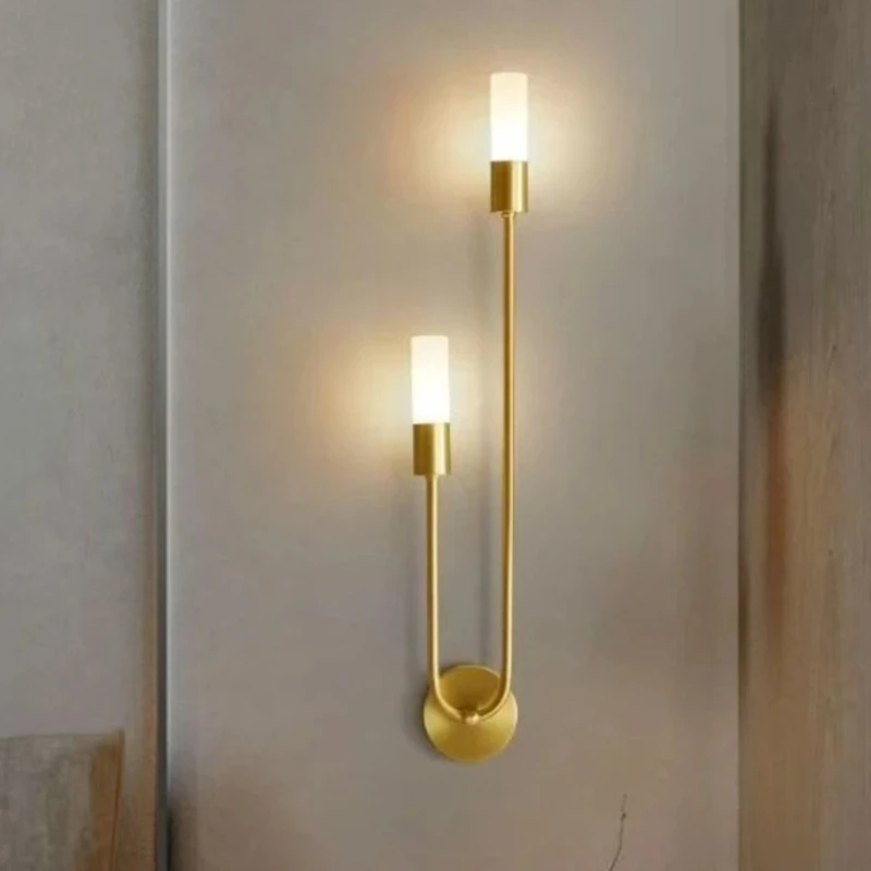 Nordic Luxury Wall Lamp Living Room Modern Minimalist LED Black Gold Creative TV Background Wall Corridor Bedroom Bedside Lamp