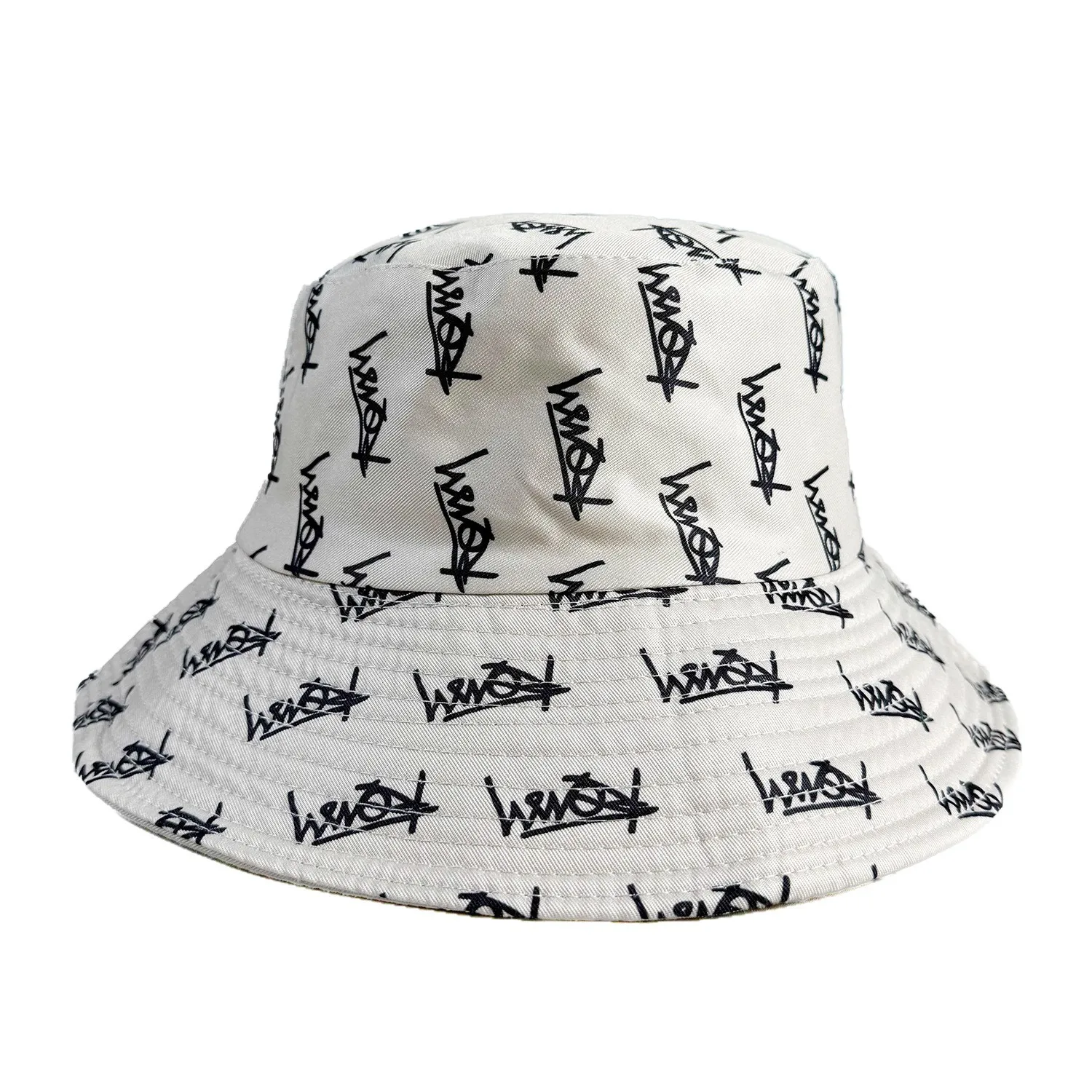 Cartoon Youthful Cool English alphabet Double-sided wear fisherman hat Outdoor Leisure Sunscreen Sun Hat Men Women bucket hats