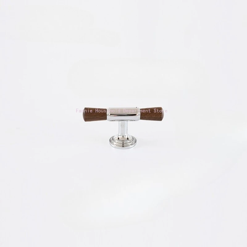 Modern Chrome  Cabinet Knobs and Handles Fashion Drawer Knobs Pulls Furniture Handle Natural Walnut Wood Door Hardwar