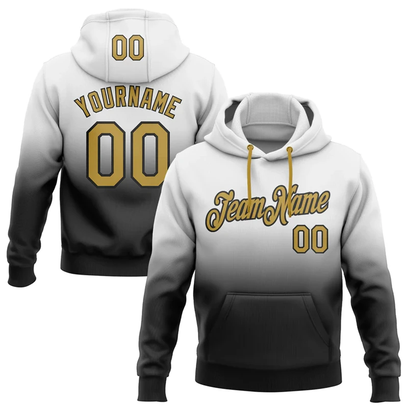 Custom Name Number Gradient Hoodies Fashion Simple Mens 3D Printed Hooded Sweatshirts Autumn Loose Team Uniforms DIY Pullovers