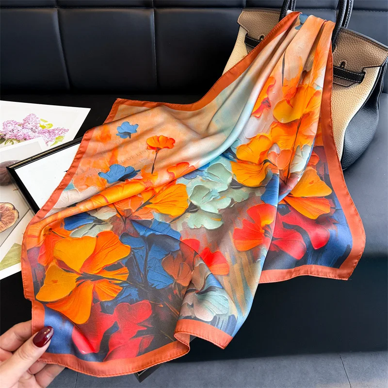 

New 70*70cm Square Silk Scarf Women Colorful Beautiful Paisley Foulard Soft Satin Shawl Kerchief Scarfs Neck Headscarf 2026