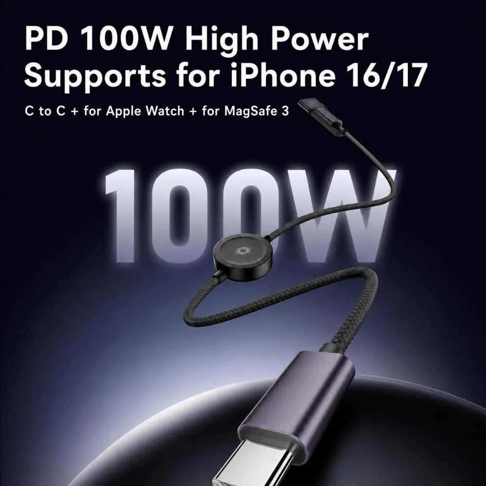 USB Type-C 3 in 1 Data Cable for Magsafe 3 PD 100W Charging Cable Data Transfer 150cm Data Cord for Apple Watch/MacBook/iPhone