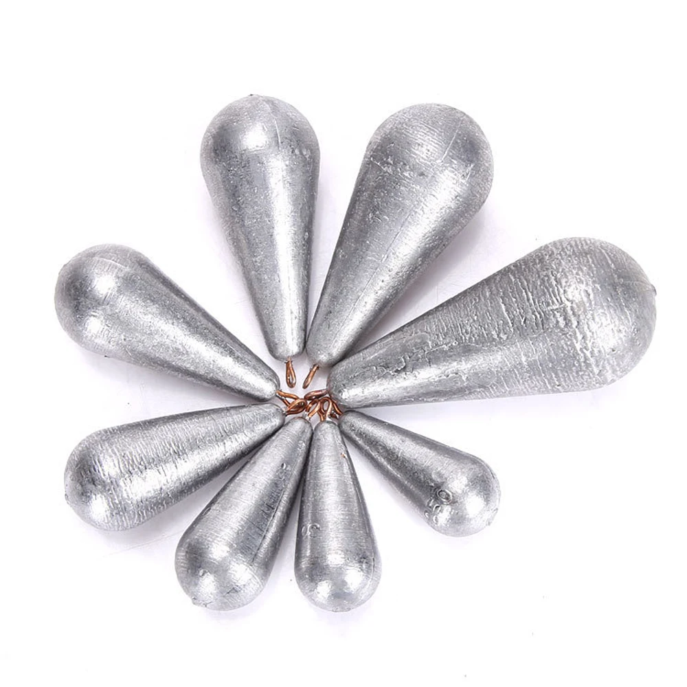 Fishing Accessories 10g-100g Oval Lead Sinkers Lead Weights Split Shot Water Droplets