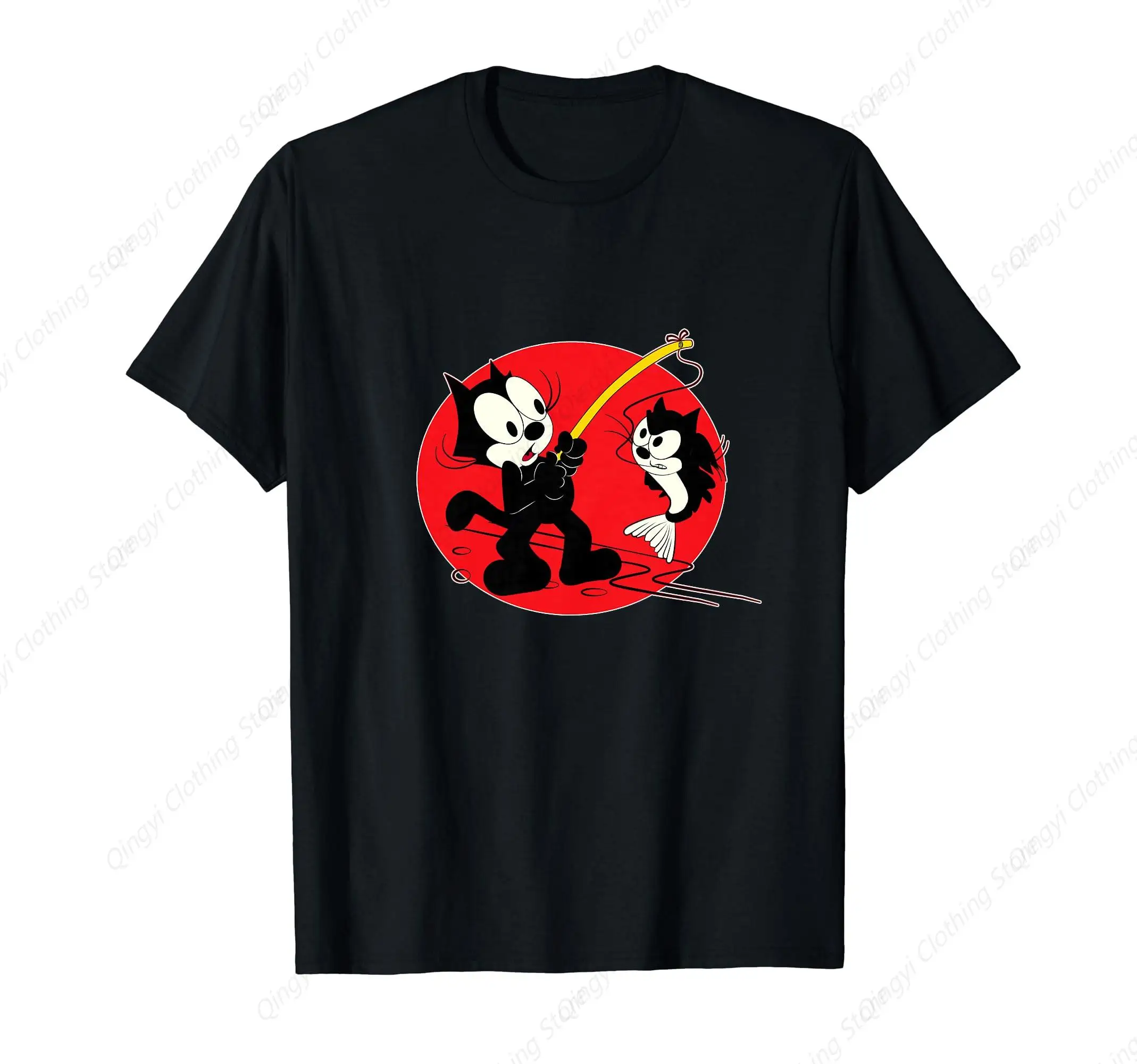 

Cartoon Fishing Cat Fish Looks Like Felix Vintage T-Shirt