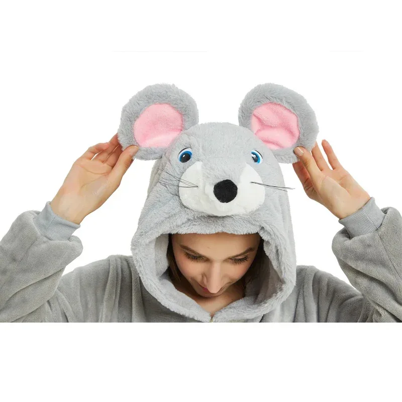 Pigiama con piedi di topo Adulti Kigurumi Tutina da uomo Costume cosplay Halloween Pigiama intero da uomo Pigiama intero Natale