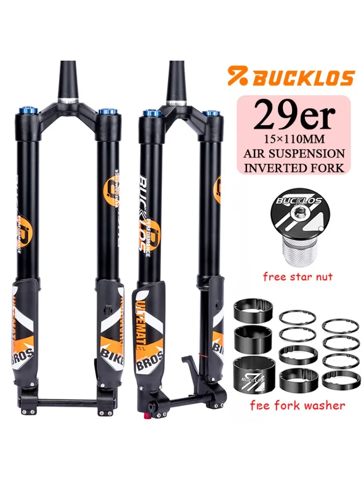 AliExpress BUCKLOS DH Bike Fork 29in Air Suspension Down Hill Bicycle Fork 15*110mm Mountain Bike Forks for ENDURO E-Bike MTB