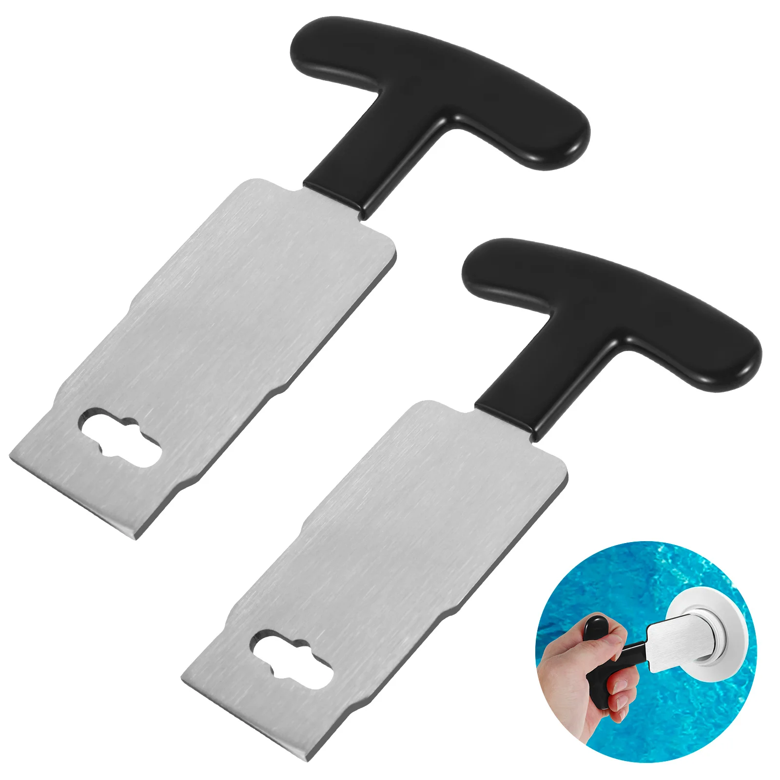 2PCS Pool Plug Removal Tool with Handle Grip Metal Eyeball Seat Removal Tool for Above Inground Pool Spa Return Jet Plug Nozzles