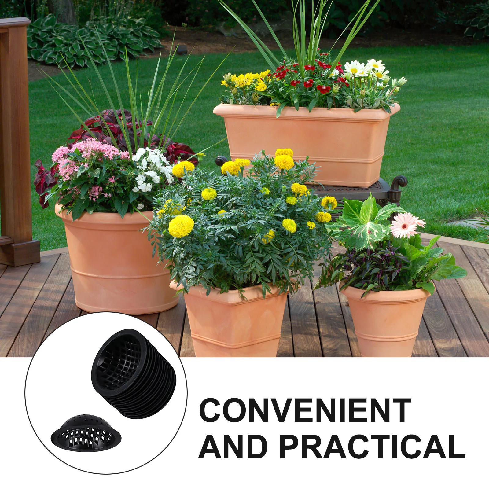 20 قطعة الزهرية أسفل منصات شبكية السلطانية شكل الصرف طوقا تنفس شبكة منصات التربة مانعة للتسرب ل بونساي الفجل الأخضر