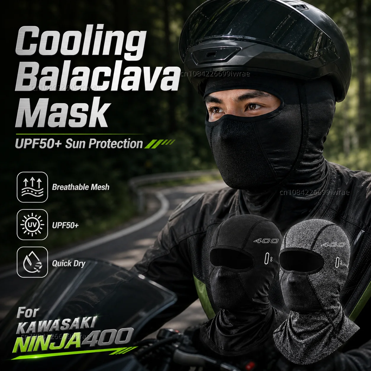 Cooling Motorcycle Balaclava Mask UPF50+ UV Protection Breathable Face Cover Summer For KAWASAKI NINJA400 Z400 NINJA 400 Z 400