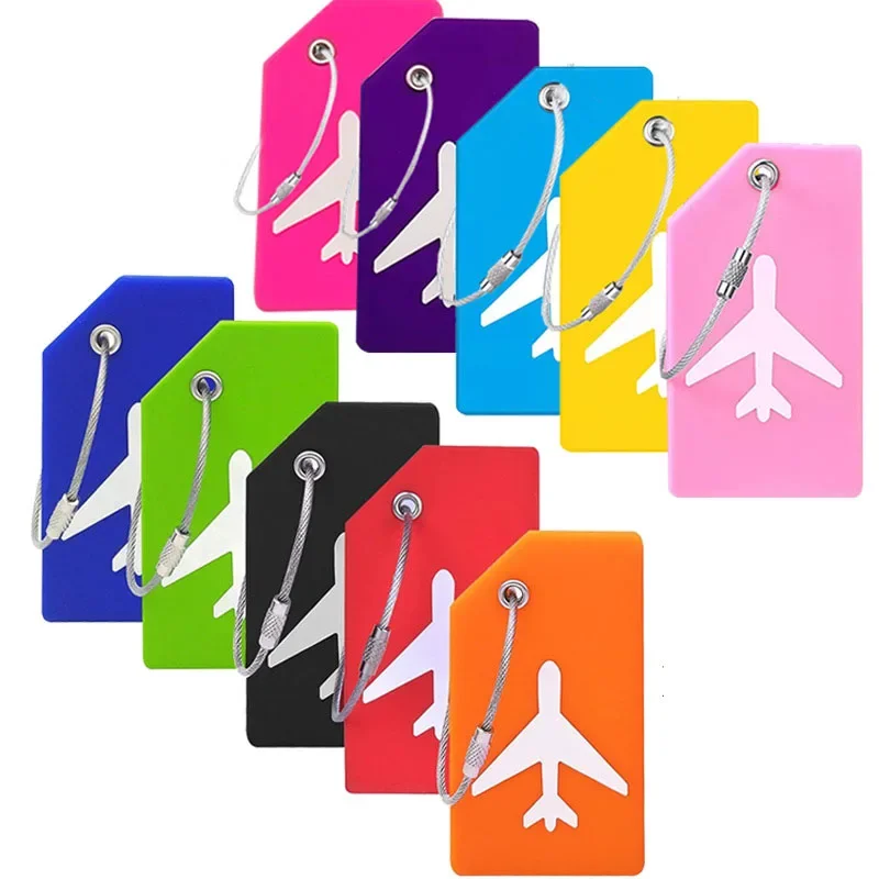 Cute Silicon Plane Bagagem Tags para Mulheres e Homens, Suitcase ID Address Holder, Bagagem Tag, Etiqueta de Alta Qualidade, Acessórios de Viagem,