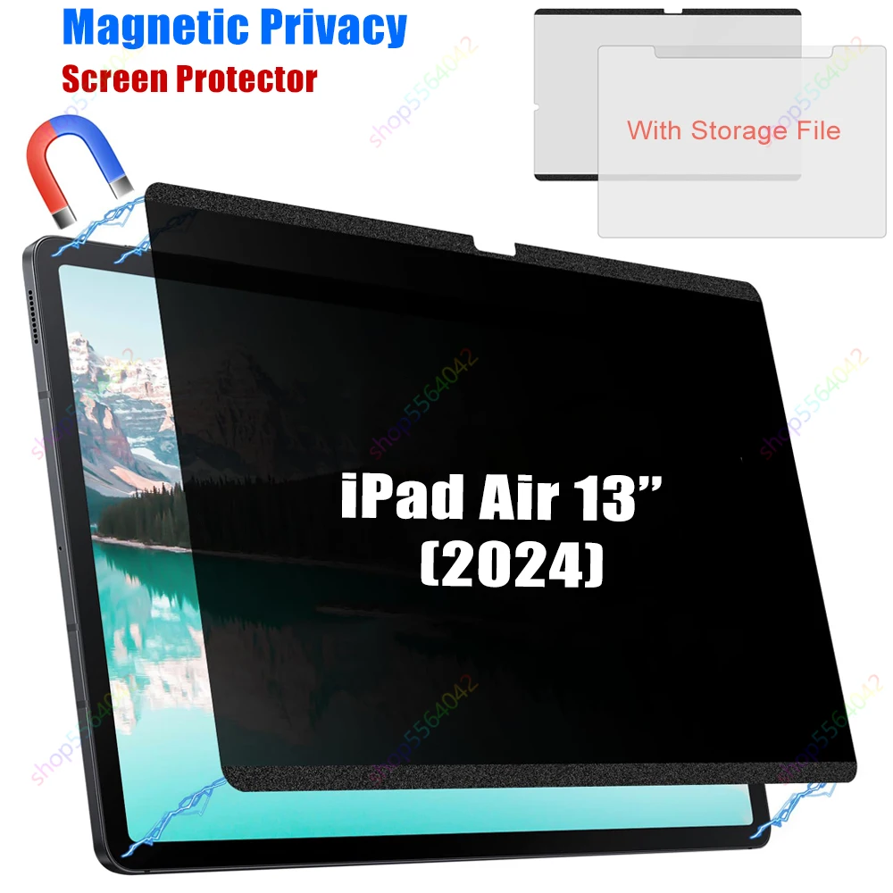 

For iPad Air 13Inch M2 2024 Magnetic Privacy Screen Protector Anti Glare Filter Anti Blue Light Detachable and Reusable Anti-Spy