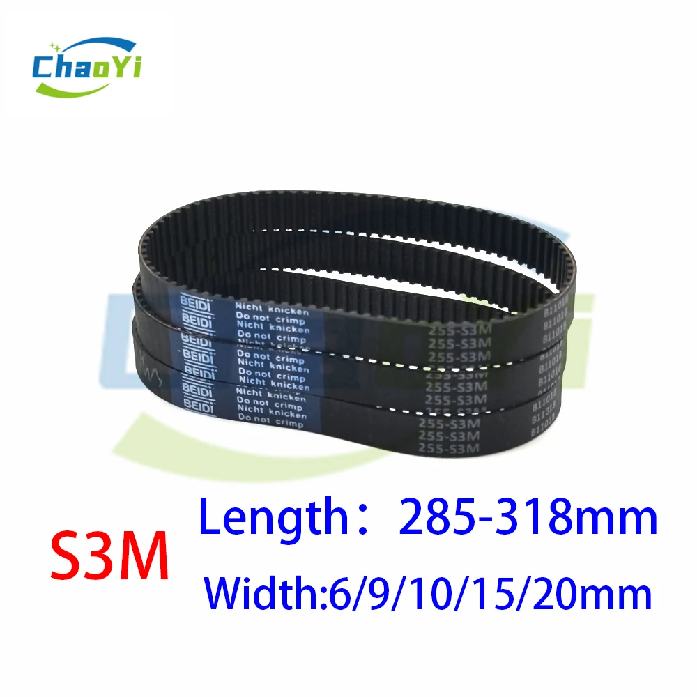 

S3M Closed Loop Synchronous Belt Length 285 288 291 294 297 300 303 306 309 312 315 318mm Width 6-20mm Pitch 3mm S3M Drive Belt