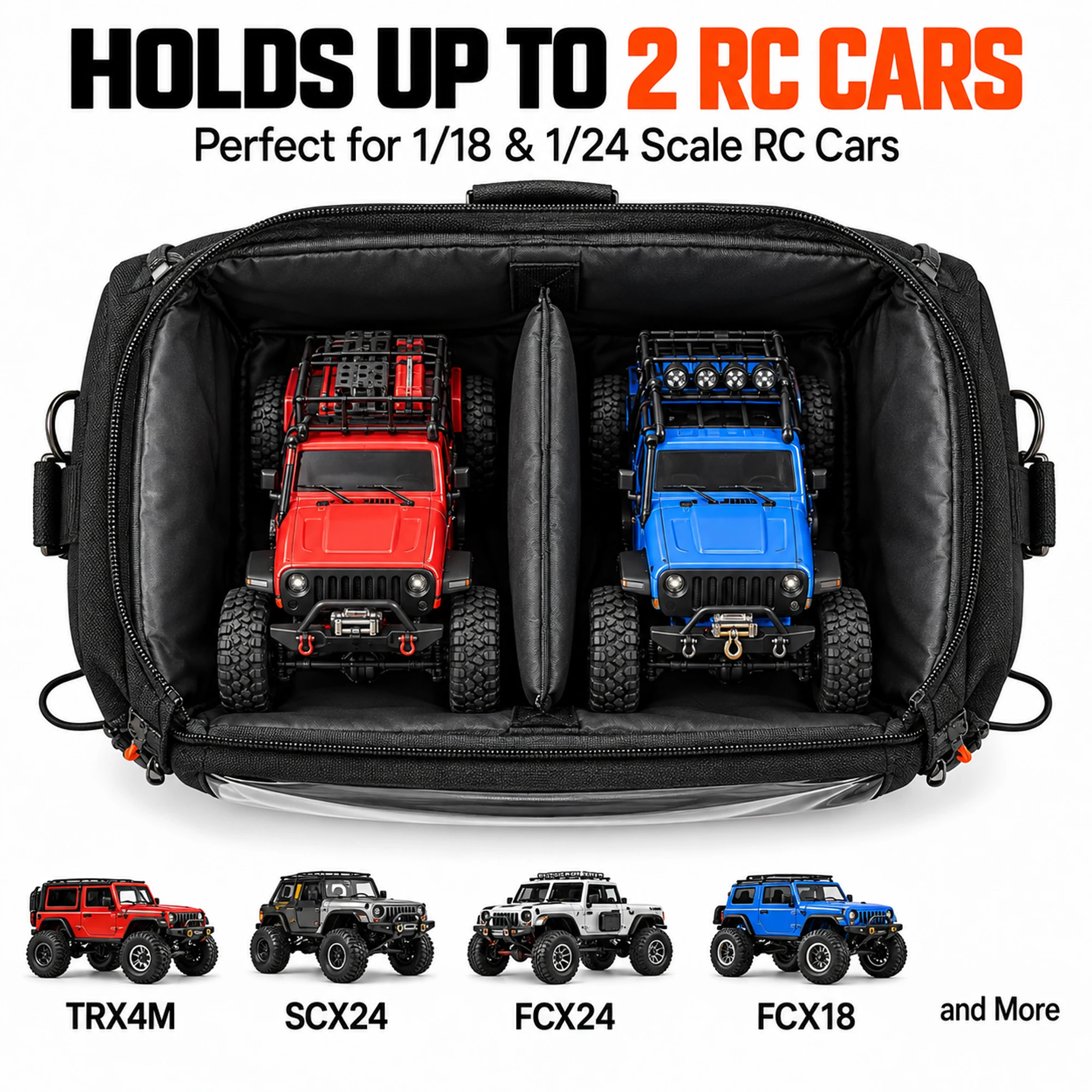 AMK RC Car Carrying Case for 1/18 1/24 Cars, Fits TRX4M SCX24 FCX24 FCX18