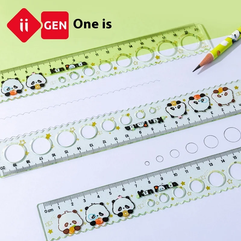 

Iigen Stationery Kun Panda Style Bookmark Ruler 12cm Student Cartoon Cave Ruler Ruler Measurement Tools Creative Stationery