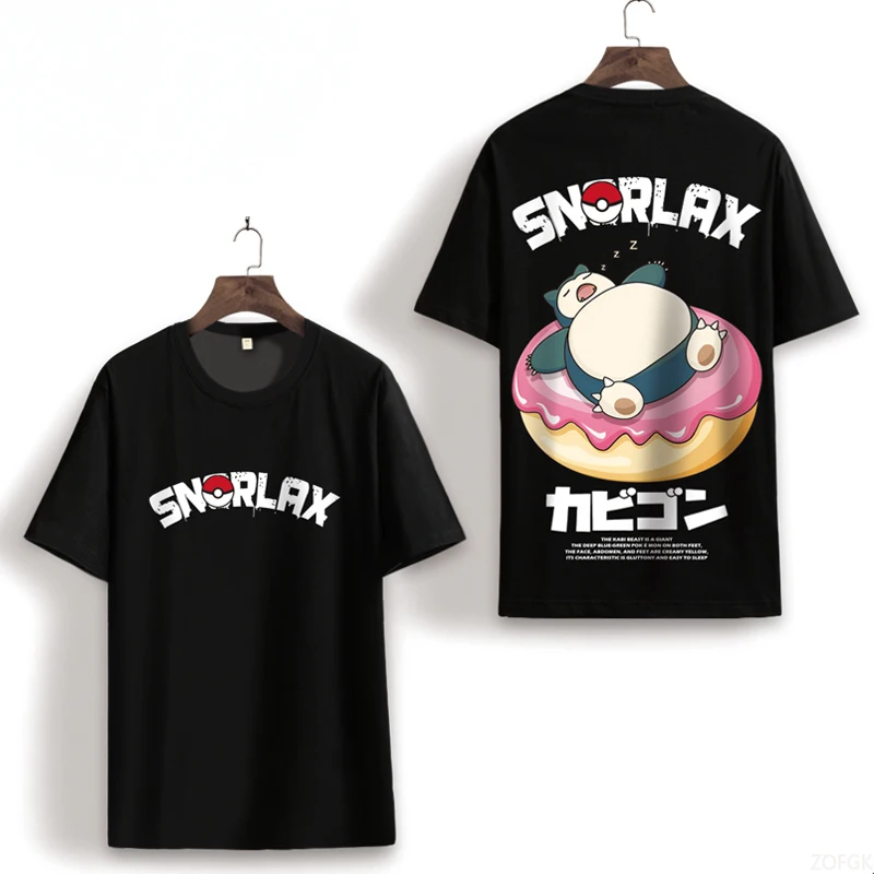 Summer Cartoon Cute Snorlax Anime Fashion Printed Short Sleeve Casual Loose Personalized Comfortable Round Neck T-shir image 2