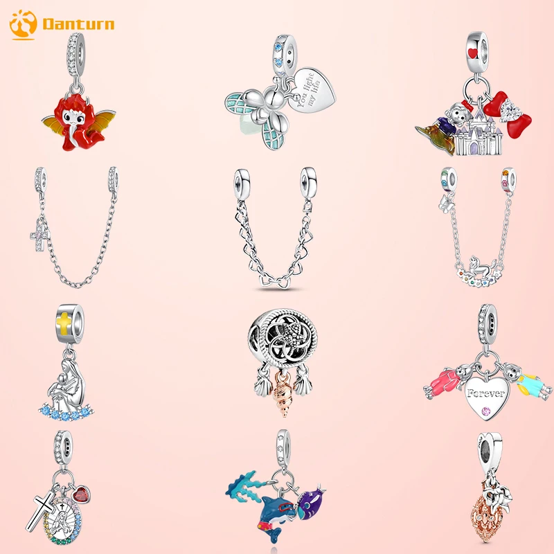 

Danturn 925 Sterling Silver Beads Firefly,Shell Dreamcatcher,Dragon Dangle Charm fit Snake Chain Bracelets Fashion Women Jewelry