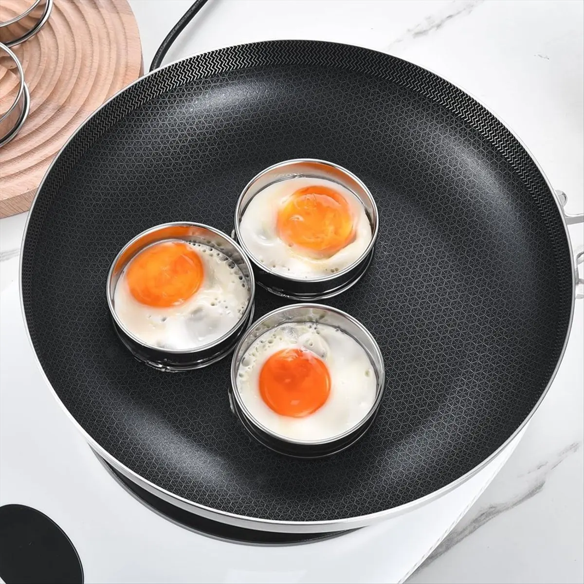 AA77 NEW 8Pack English Muffin Rings 4 Inch Crumpet Rings Stainless Steel Double Rolled Tart Rings, Cooking Pastry Ring Molds