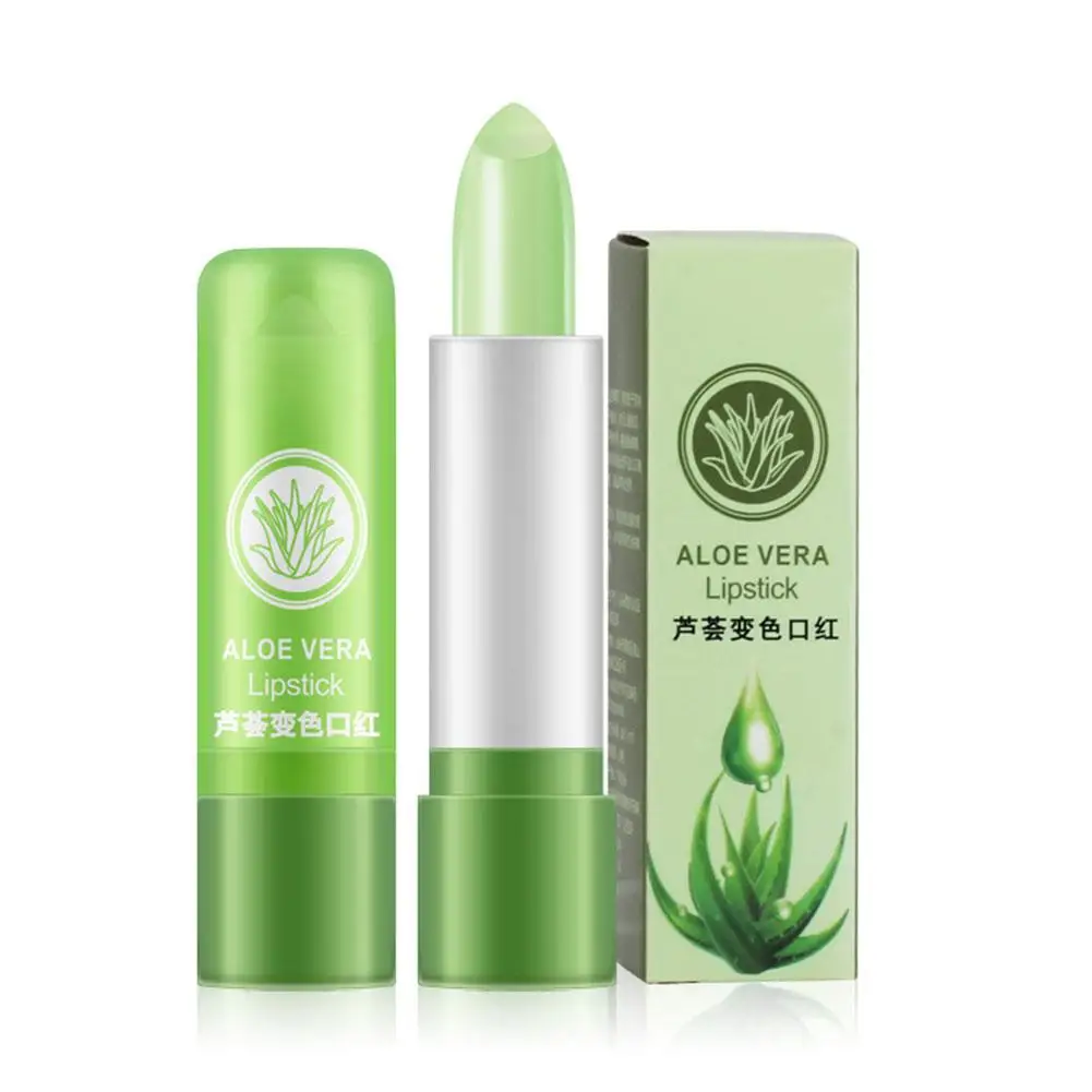 Bálsamo labial de Aloe Vera que cambia de Color, brillo de labios impermeable, cambio de temperatura, lápiz labial antiadherente, Cosméticos hidratantes, antiseco, N1i9