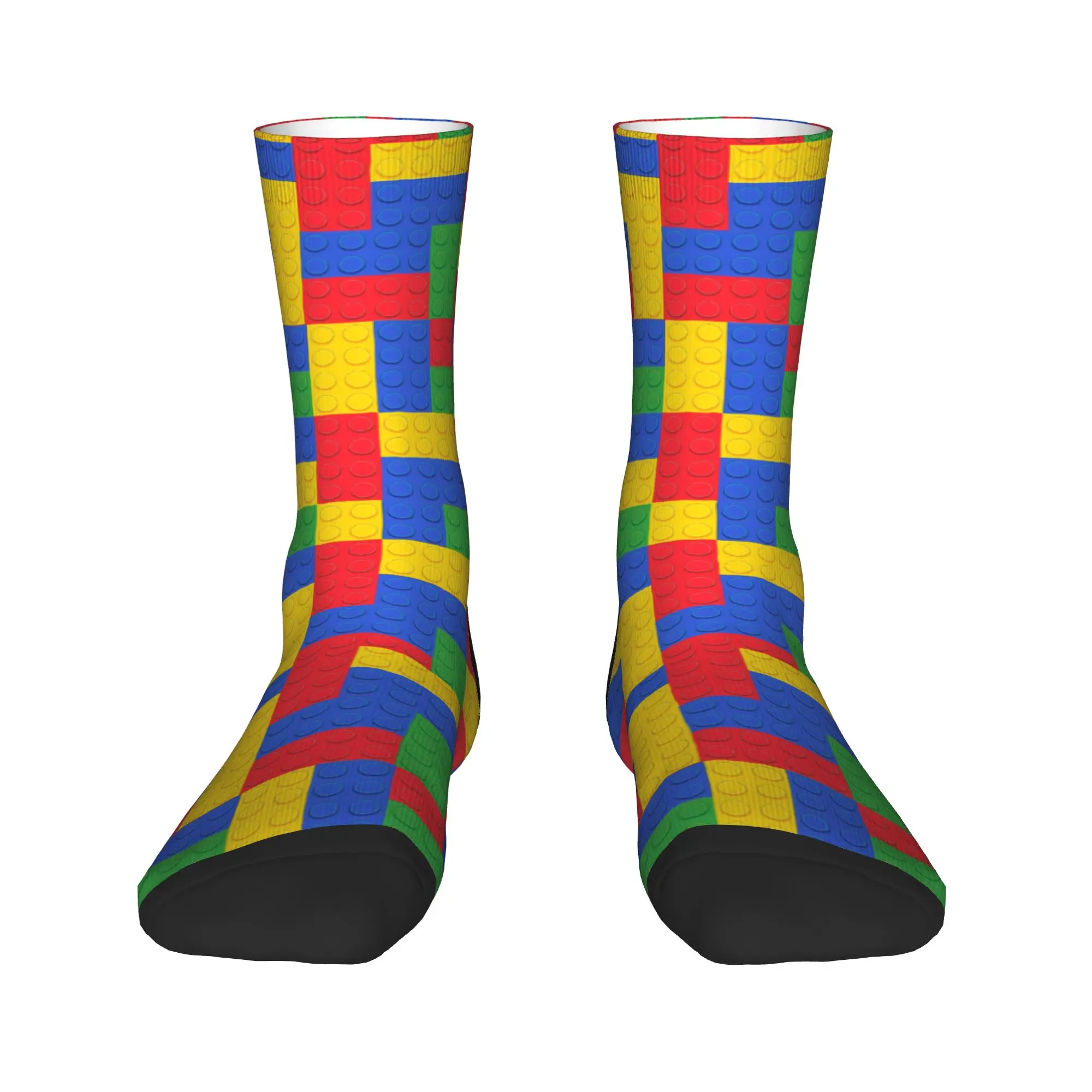 Symmetric Primary Color Building Blocks Pattern Socks Printed Stockings Anti Men Socks Quality Winter Gothic Skateboard Socks