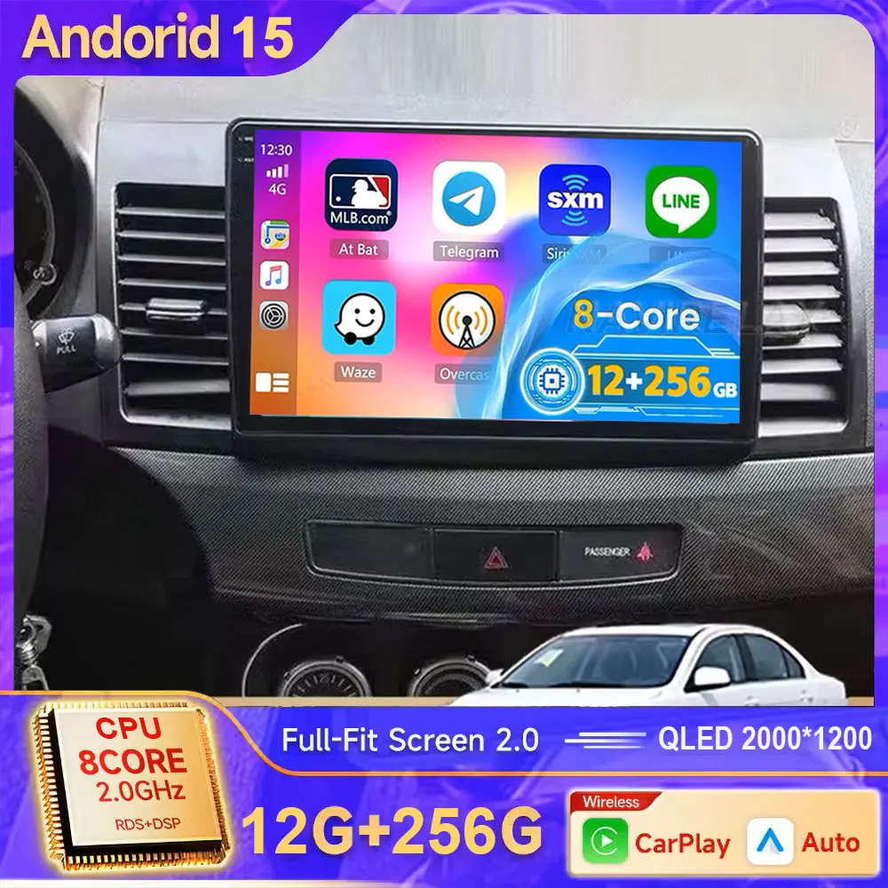 2din أندرويد 15 Carplay راديو السيارة لميتسوبيشي لانسر 10 CY 2007 - 2017 مشغل فيديو الوسائط المتعددة 2 Din GPS IPS 4G ستيريو DVD