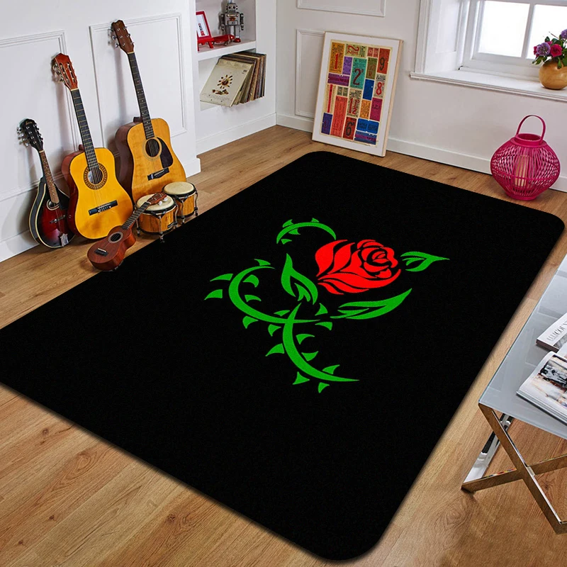 R-Rose Printed Carpet Fashion Yoga Mat Non-Slip Carpet Bedroom Decoration Outdoor Carpet Bedroom Birthday Gift