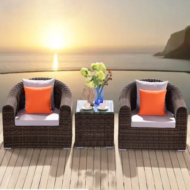 Outdoor-Sofa, Innenhof, Rattan-Kombination, Sonnenschutz