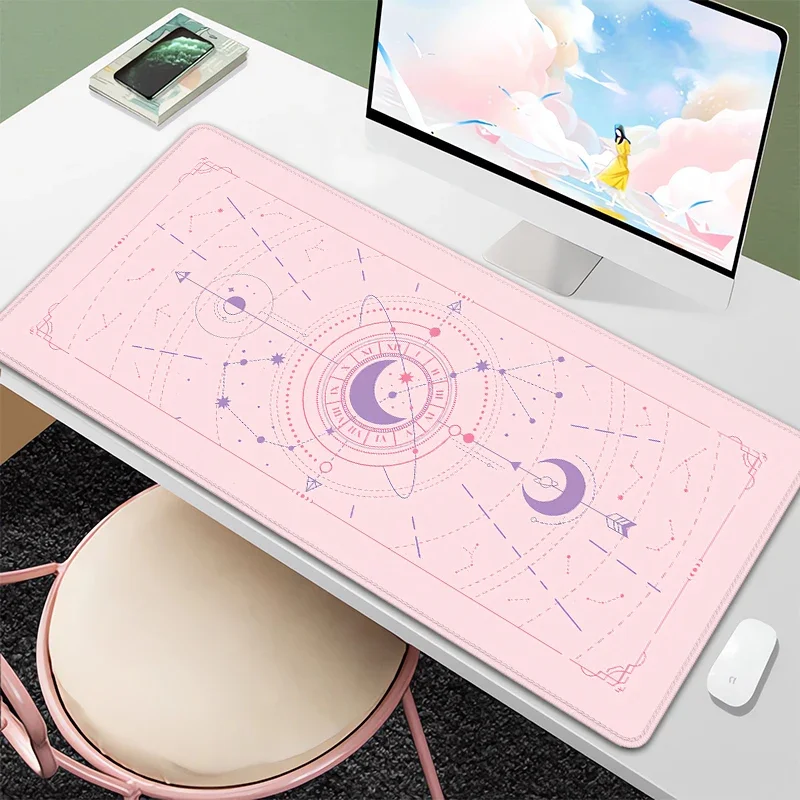 Mystery Constellations Gaming Mouse Mat Cute Kawaii Tarot Card Mouse Pad Pc Accessories Large Xxl Mousepad Pink Laptop Deskpad