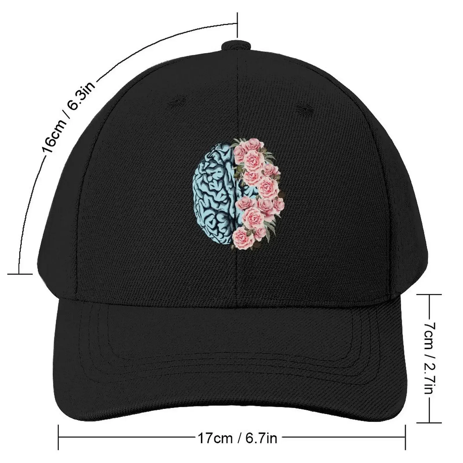 Blue Brain and pink roses, Positivity, Health, Mental, Depression, Anxiety, Mental Iliness, Matters Awareness, MentaBaseball Cap