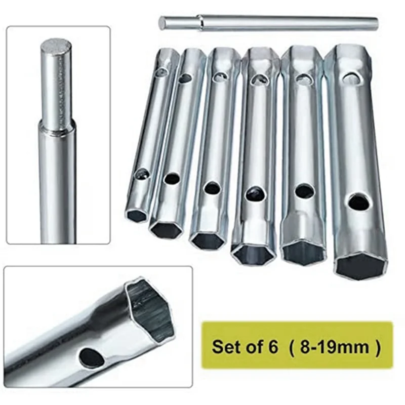 A53Q-20Pcs 6-22mm conjunto de chave de caixa tubular métrica barra de tubo vela de ignição chave de aço dupla extremidade para reparo de encanamento automotivo
