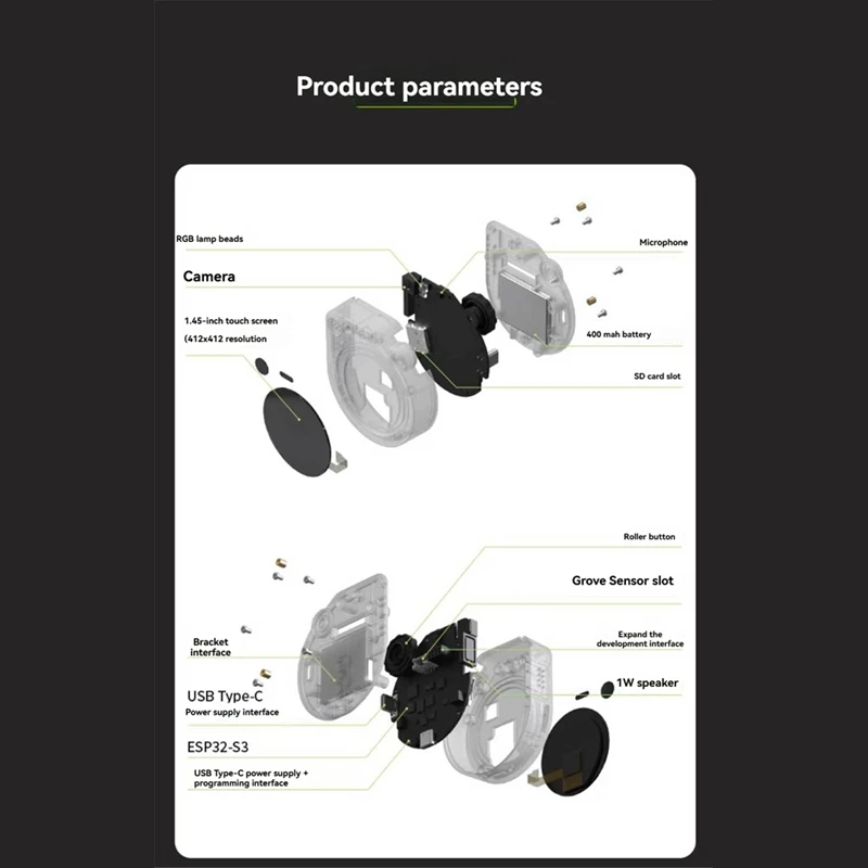 لروبوت XiaoZhi AI لـ Watcher شاشة LCD تعمل باللمس مقاس 1.45 بوصة مع مساعد صوت ذكي للكاميرا-ELEC #6