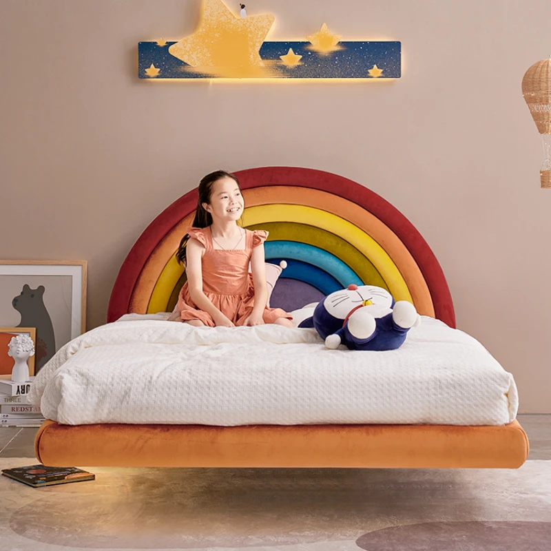 Children's floating bed girl princess children's rainbow bed 1.2 meters