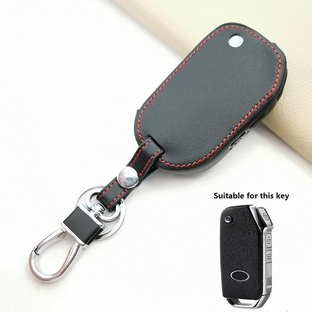 For KIA Sorento 2021 Proceed Ceed Xceed Sportage K5 K3 Seltos Cerato Soul Niro Telluride 3 Buttons Fold Leather Key Case Cover