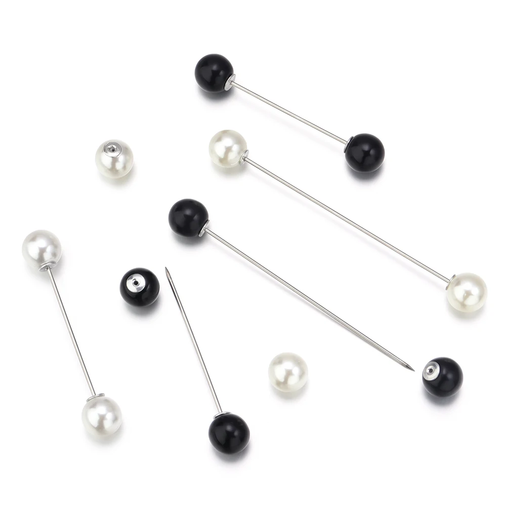 5Pcs Black White Color Imitation Double Pearl Brooches Fixing Clothes Pin Sweater Dress Safety Pins Diy Women Trendy Jewelry