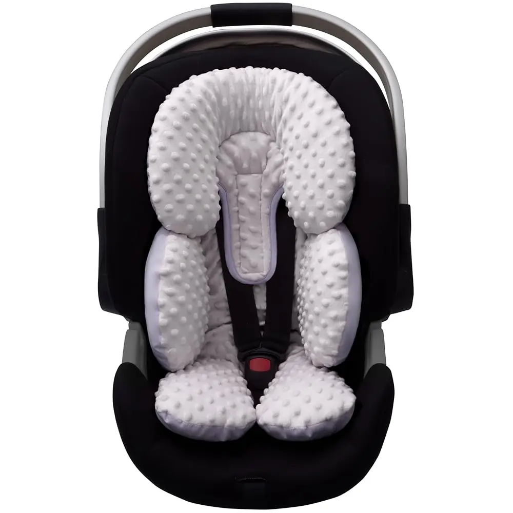 

Infant Car Seat Head Neck Body Support, Ultra-Soft Minky and Microfiber Newborn Car Seat Insert, Perfect for Car Seat, Strol