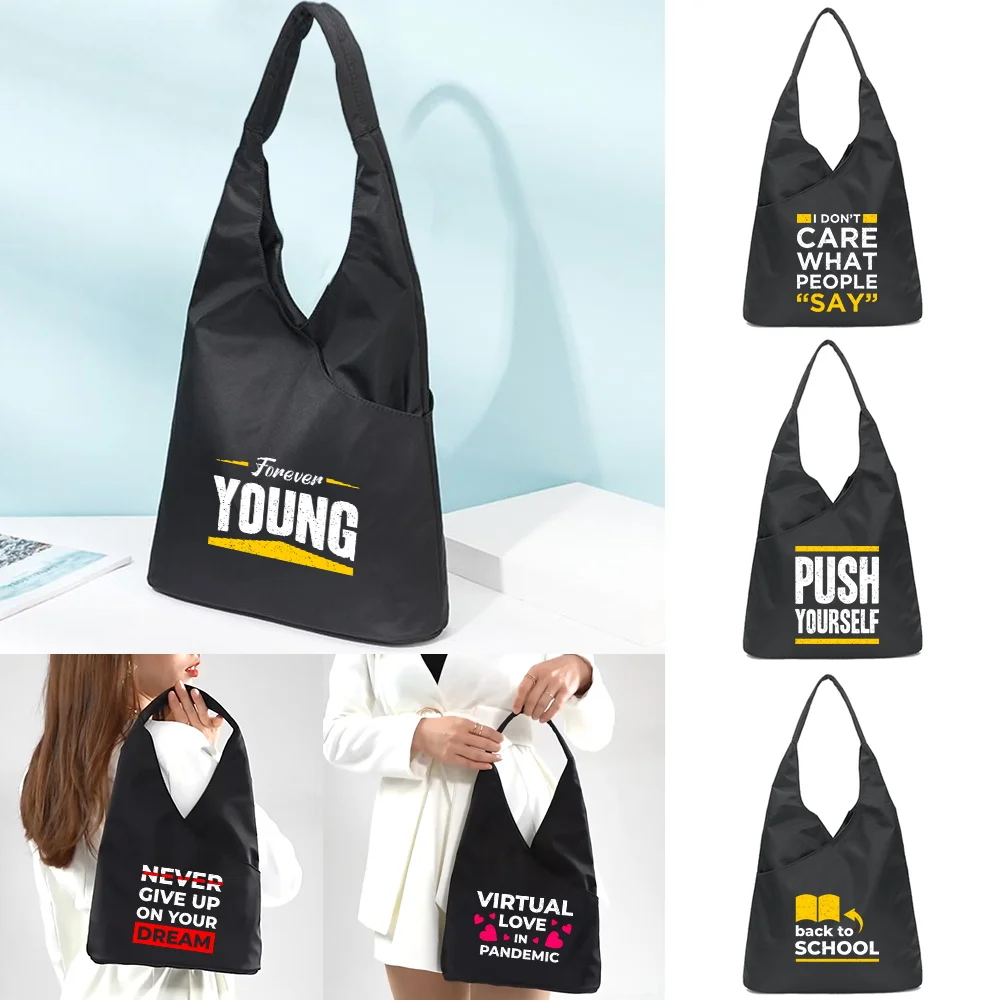 Shoulder Handbag Phrase Interest Printed Tote Bags Female Soft Environmental Storage Reusable Girls Small and Shopper Totes Pack