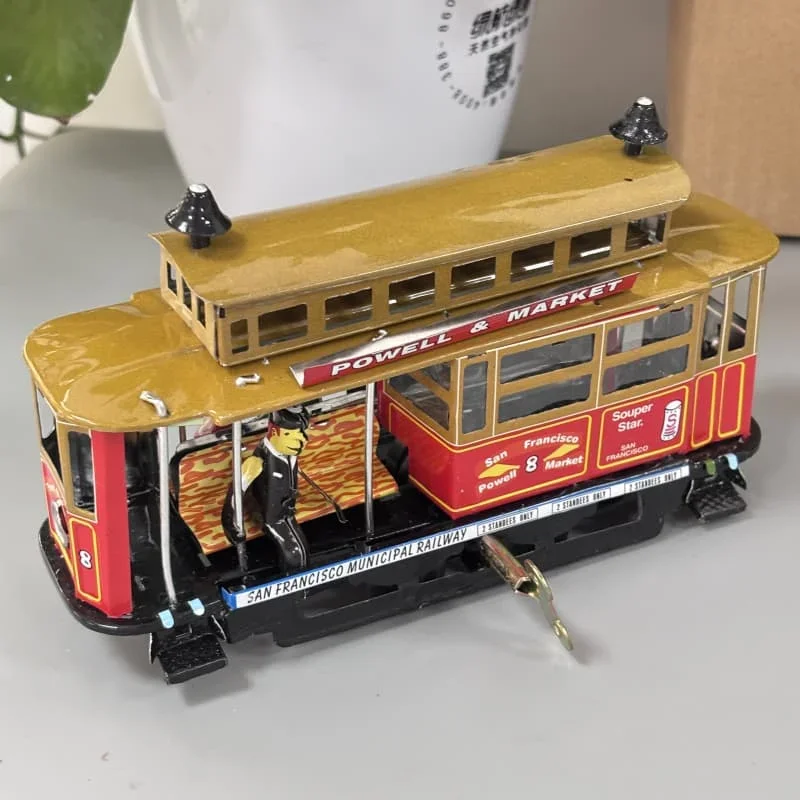 Los Angeles Retro Tram Clockwork Toy Wind Up Toy Fun Classic Collection Tin Tin Birthday Christmas Gift