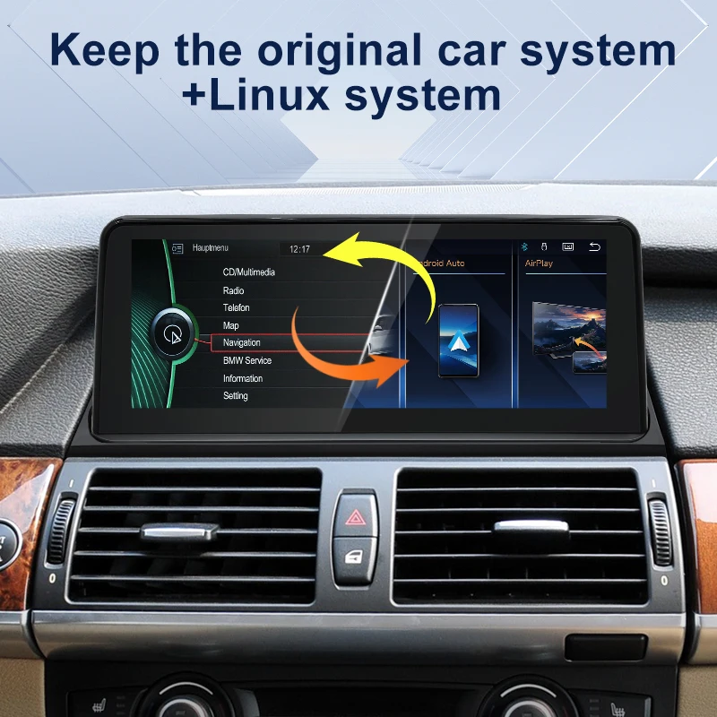 STWEI 12.8inch 2400*900 HD Display Touch Screen For BMW X5 E70 X6 E71 E72 CCC CIC Wireless Carplay Auto Car Multimedia Player BT
