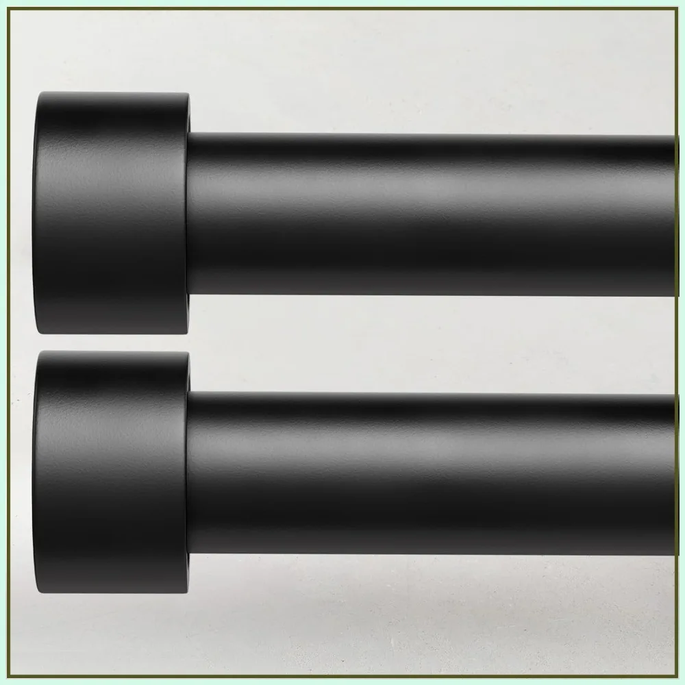 

2 Pack Curtain Rods 72-144 In,1 Inch Black Adjustable Heavy Duty Extra Long Drapery Rod Set with End Cap,Modern Outdoor Patio