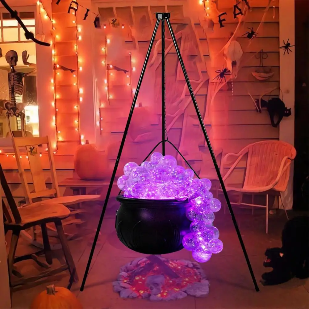 Witch Cauldron Night Light Spooky Halloween Cauldron Decor Set with Led Lights Mist Maker Witch Jar Candy Bowl for Party