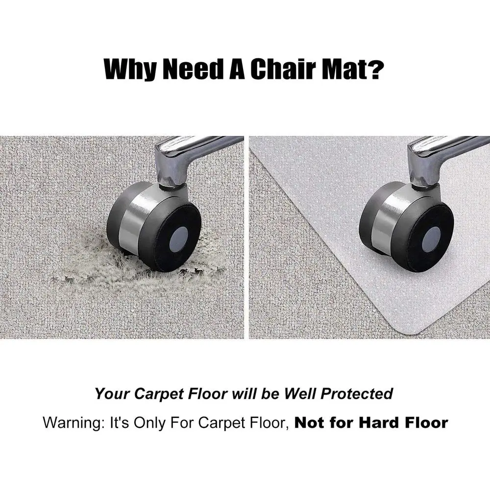 Alas Kursi Meja untuk Karpet, 51'' x 63'' Alas Transparan Persegi Panjang untuk Kursi, Cocok untuk Meja, Kantor dan Rumah, Mudah Digeser, Melindungi