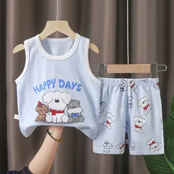 Summer Vest Boys Girls Pajamas Sets Cartoon Cotton Children Boy Girl Sleepwear Nightwear Kids Lightning Pyjamas Suit