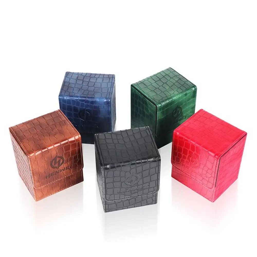 Fashion PU Leather Card Deck Box Holds 80 Cards Flannel Game MTG Trading Card Holder Collection Window Collection Box Children