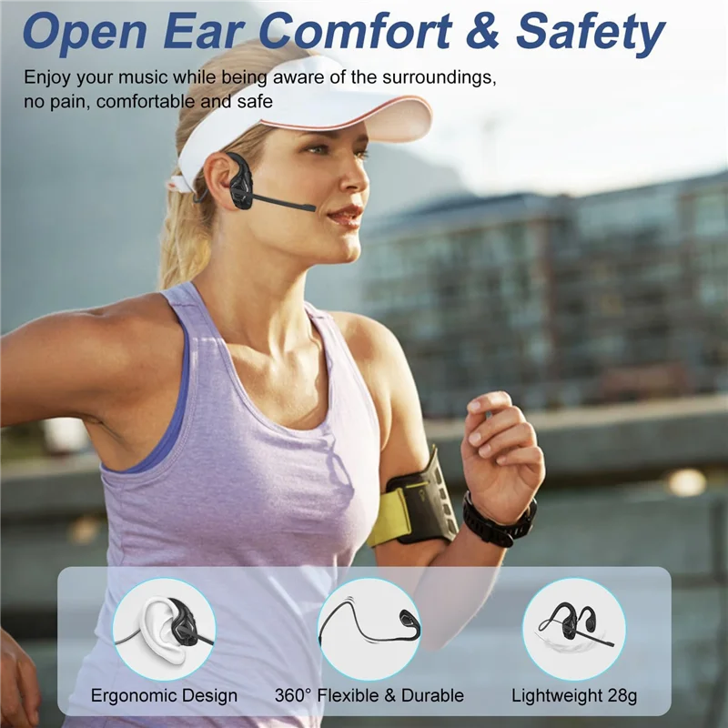 Eccellente-auricolare Bluetooth Cuffie auricolari aperte Cuffie wireless con cancellazione del rumore con microfono per lavoro di guida in ufficio a casa