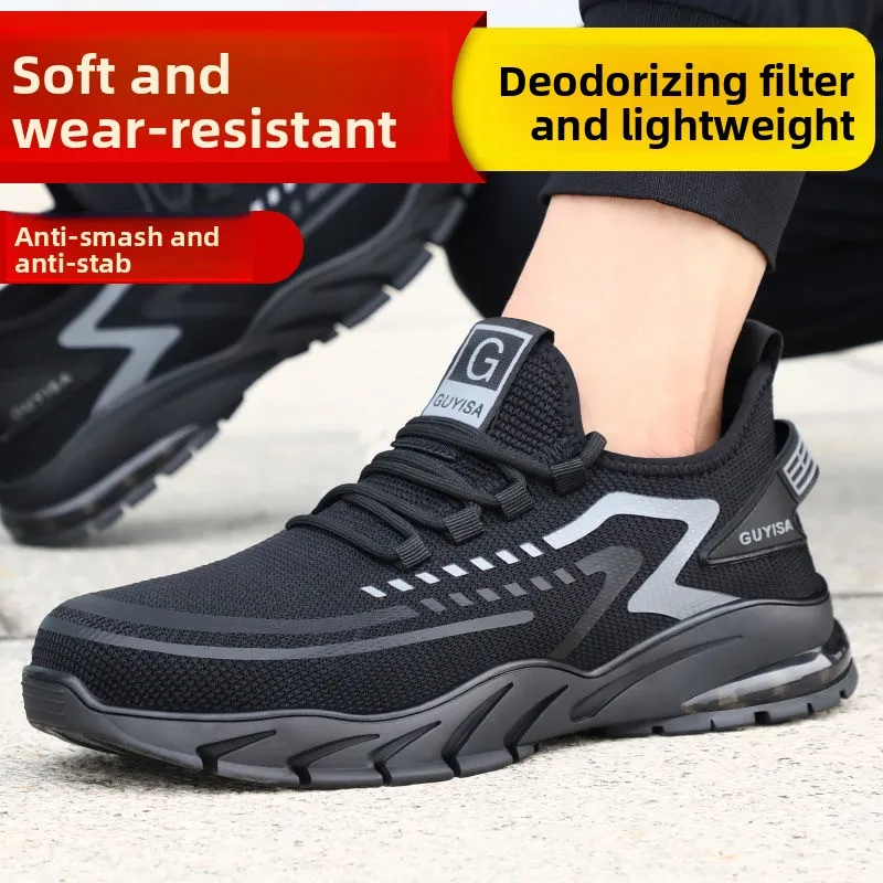 남성용 안전 신발 강철 발가락 부드러운 밑창 남성 신발 보호 기능이 있는 경량 통기성 작업 신발 내마모성