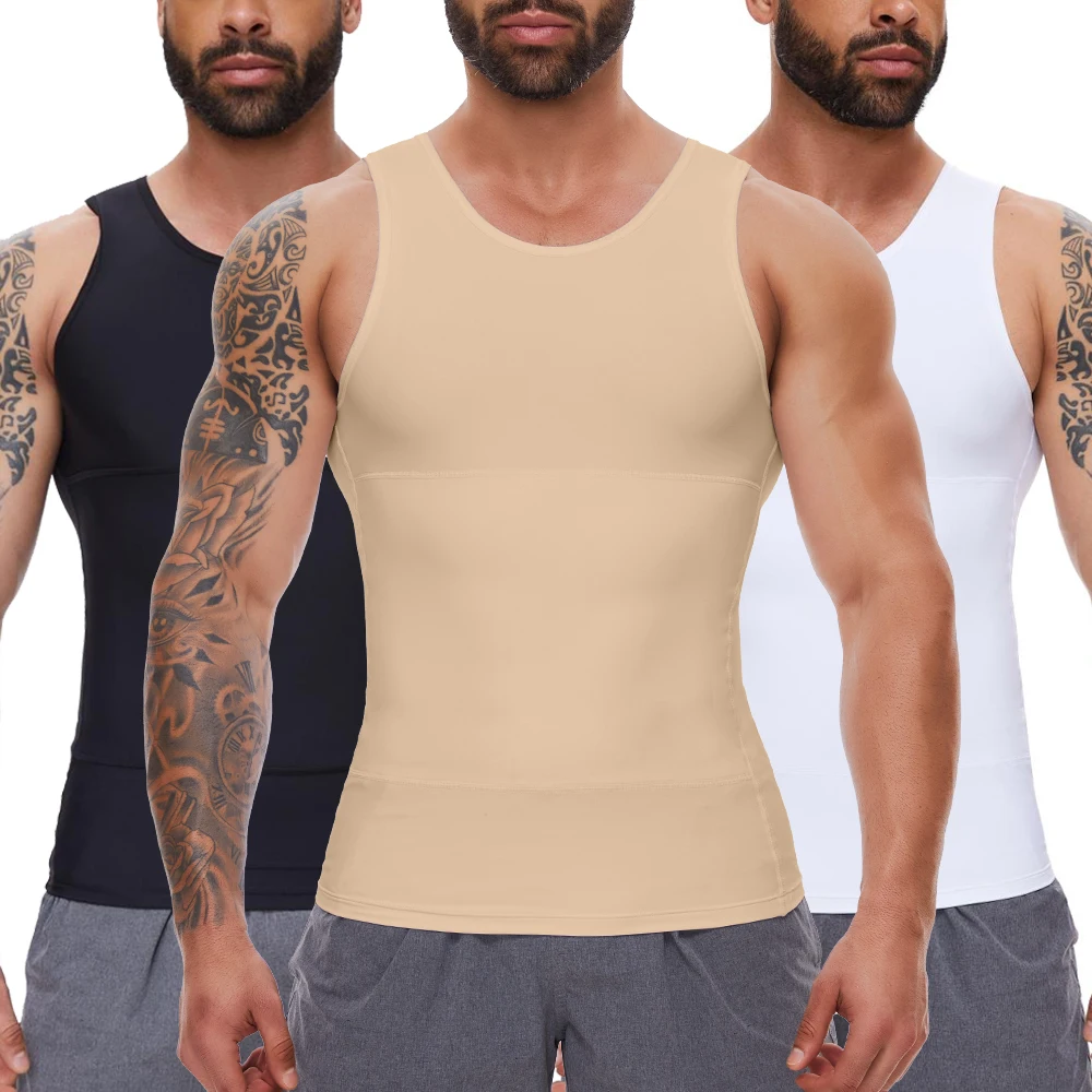 

Мужской компрессионный жилет для похудения, эластичный мужской корректирующий жилет, тонкая корректирующая рубашка, компрессионная рубашка, тренажер для талии с контролем живота