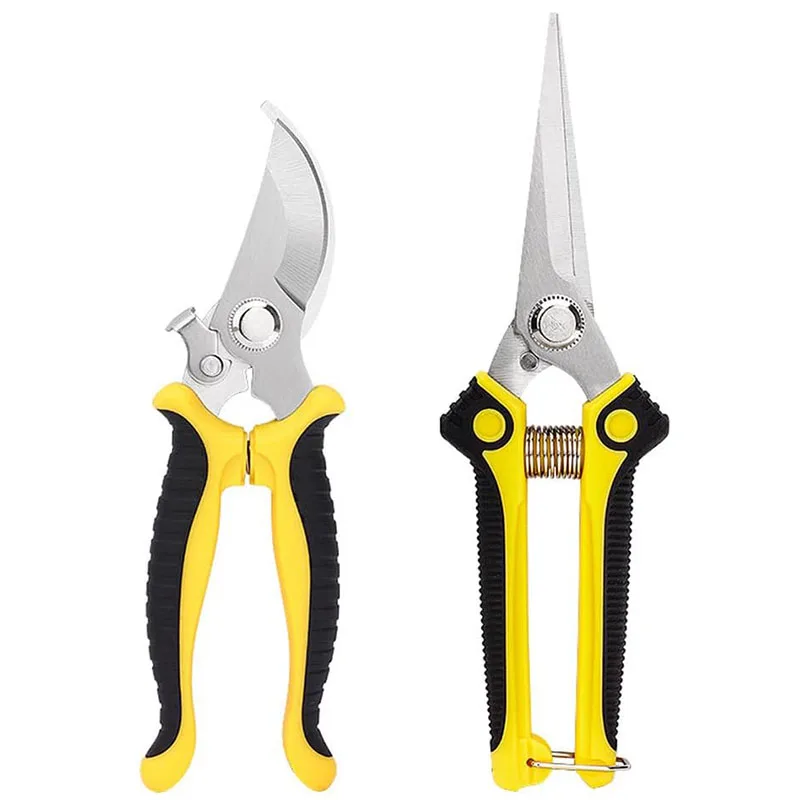 Pruning Shears Set 2PCS Stainless Steel Floral Shears Thickened Pruner For Flowers Branches Leaves Blade Tree Shears Garden Tool