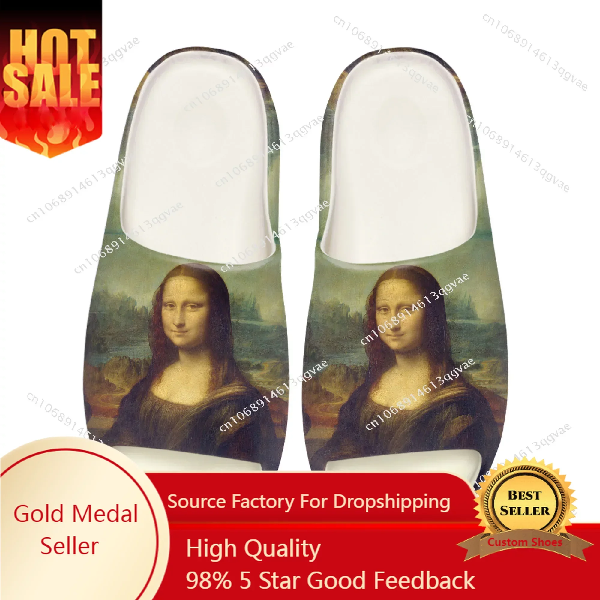 

Mona Lisa Soft Sole Sllipers High Grade Home Clogs Customized Step on Water Shoes Mens Womens Teenager Bathroom on Shit Sandals