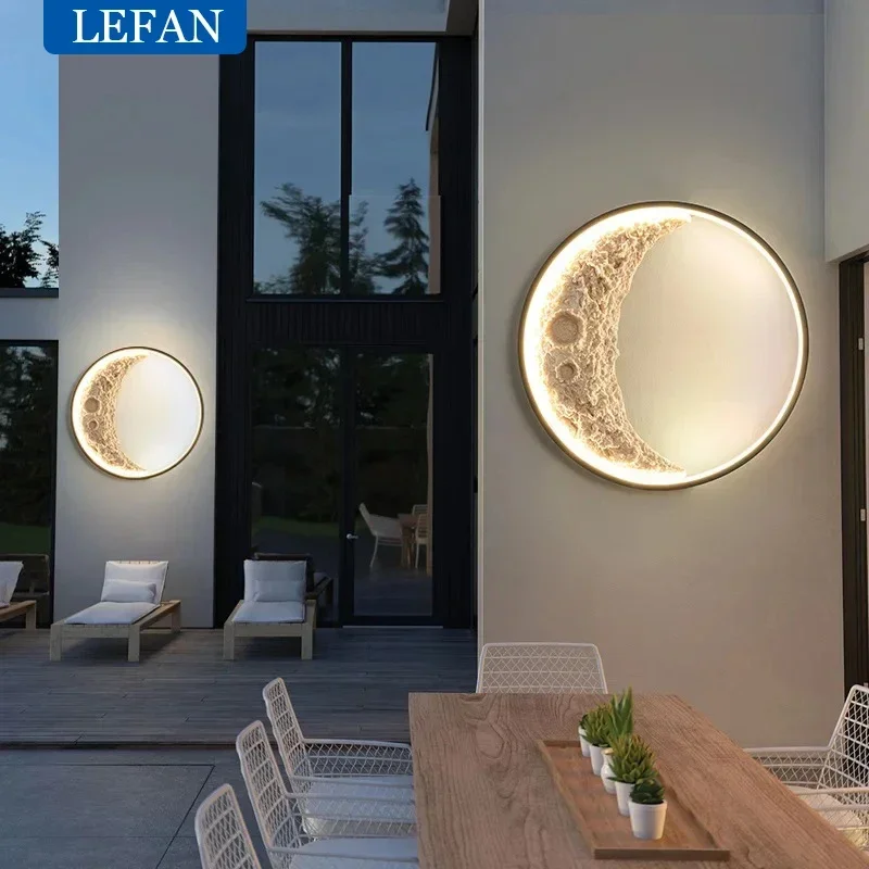 

Moon Crescent LED Wall Light for Indoor Background Bedroom Living Room Staircase Outdoor Terrace Garden Landscape Exterior