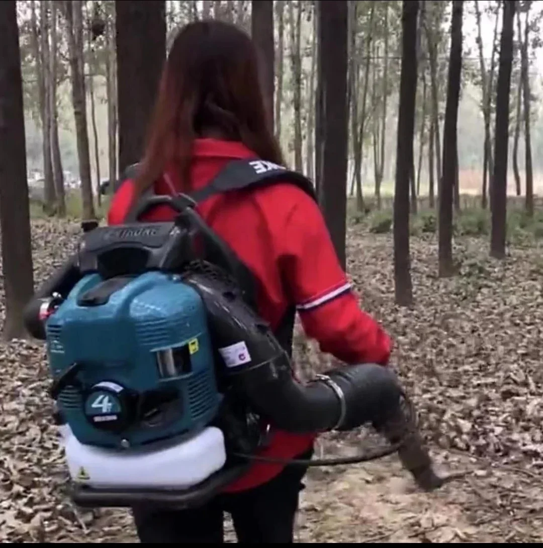 The four-stroke snow blower has strong wind, suitable for blowing snow in greenhouses, blowing leaves in woodlands, and putting